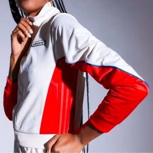 Adidas Women's Retro Style Track Red and White Bomber Jacket